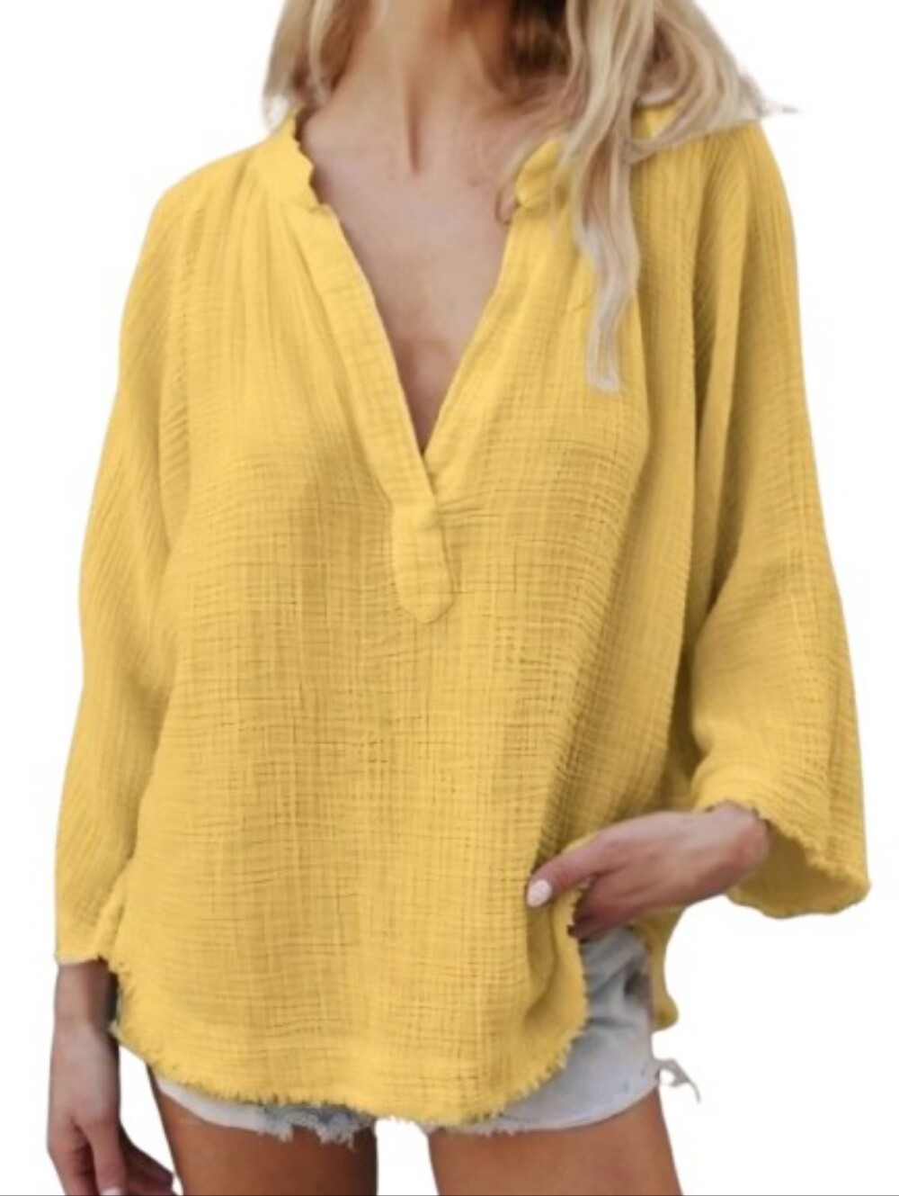 9SEED Marrakesh Cotton Gauze Dashiki Popover Tunic Cover-Up Top